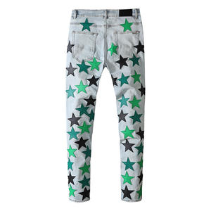 Vaqueros Bootcut para Hombre con Bordado de Diamantes, Elásticos, Ajustados, Rotos, Acampanados, de Mezclilla Lavada y Desgastada - Product Image 2