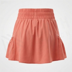 Jupe courte élastique à taille élastique pour femmes, style décontracté, couleur unie, tissu tissé 100% polyester, à porter en toutes saisons - Product Image 2
