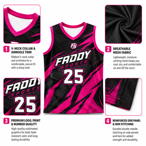 Maillot de basketball personnalisé de haute qualité à sublimation, séchage rapide, respirant, uniforme d'entraînement d'équipe, t-shirt de sport en mesh pour homme - Product Image 4