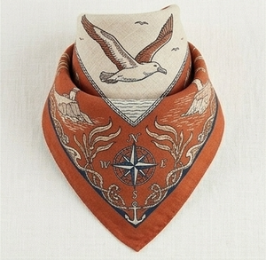 Pañuelo Cuadrado con Estampado de Animales Marinos, Estilo Casual de Algodón, para las Cuatro Estaciones - Product Image 3