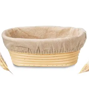 Panier d'épreuvage de pain au levain en rotin naturel vietnamien avec couverture en tissu Home Artisan Bakery Use Baking & Pastry Tool - Product Image 1