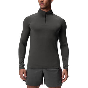Blank Custom Compression Quick Drying 1/4 Zip up Fitness Wear Gym Training Workout Quarter Zip <b>Pullover</b> For <b>Men</b> Wholesale Tops - Product Image 1