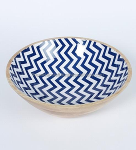 Cuenco para servir Cuenco de madera con estampado esmaltado Diseño multicolor Madera de mango Natural - Product Image 2