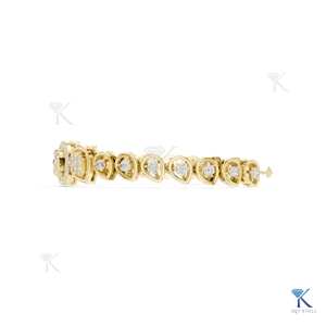Luxury 14K <b>Solid</b> <b>Gold</b> Unisex Tennis Bracelet Brilliant Cut Lab Grown Diamond Centerpiece Halo Side Diamonds Party Gift - Product Image 6