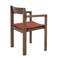 Chaise de salle à manger moderne en bois et jute avec accoudoirs, assise rembourrée en tissu, design minimaliste écologique pour la maison, la salle à manger et l'entrée
