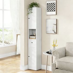 Mobiletto da Bagno Alto 71 Pollici, Armadietto Metallico Stretto a 5 Ripiani con 2 Ante e Ripiani Regolabili, Autoportante - Product Image 2