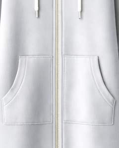 Sudadera con Capucha Larga Gris Claro para Mujer, Abrigo de Invierno con Forro Polar y Bolsillos Tipo Canguro, Casual, OEM, Personalizado de Fábrica - Product Image 6