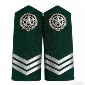 Customized Shoulder Epaulettes with Star Emblem Sew-On Rank Badges for Uniforms Green Fabric - Product Image 1