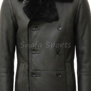 Bomber Shearling Leather <b>Jacket</b> For Men's Thick Faux <b>Fur</b> <b>Lined</b> Winter Leather Outfits Heavyweight Warm Biker <b>Jacket</b> Coat - Product Image 3