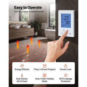 Sistema de Calefacción por Suelo Radiante Eléctrico de 120V con Termostato Inteligente y Alarma, 50 Pies Cuadrados, Fácil Instalación, Cable de Calefacción para el Hogar - Product Image 4