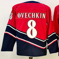 Jersey Hoki Pria Jahitan Pabrikasi, Bernapas, Cetak Transfer Panas, Nama Tim Kustom Alexander Ovechkin, 100% Poliester