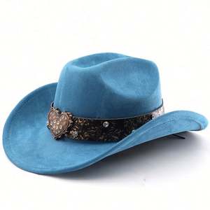 Chapeau de cowboy occidental tendance en daim végétalien avec large ceinture thermique – Collection Automne Hiver 2025 - Product Image 6