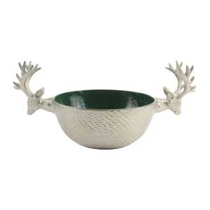 Ajout à chaque collection : Bol en métal fait main en forme de bois de cerf avec intérieur vert, design rétro, idéal pour servir lors de fêtes - Product Image 1