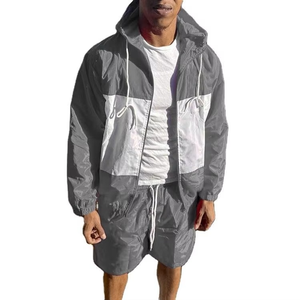 New Men Lightweight Casual <b>Polyester</b> <b>Shirts</b> and Nylon Shorts Two Piece Set Windbreaker Tracksuit Men Summer Sets - Product Image 4