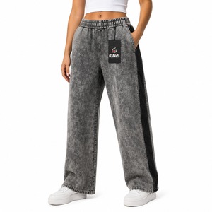 Pantalon de jogging oversize vintage délavé à l'acide pour femme, taille haute, en molleton, décontracté, athlétique, streetwear avec poches - Product Image 6