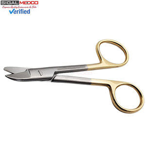 กรรไกรตัดขอบครอบฟัน 4.25 นิ้ว โค้ง ทำจากสแตนเลสสตีล ความแม่นยำสูง ใช้งานด้วยมือ ได้รับการรับรองมาตรฐาน CE ด้ามจับชุบทอง - Product Image 5