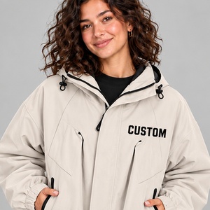 Nouveautés – Blouson coupe-vent utilitaire multi-poches haut de gamme blanc cassé/beige 100 % tissu pour femme – Coupe durable - Product Image 4