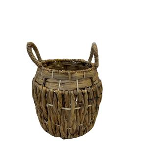 ตะกร้าเก็บของทรงกลมทำจากผักตบชวา หรูหรา เป็นมิตรกับสิ่งแวดล้อม ใช้ได้หลากหลาย ขนาด S - Product Image 1