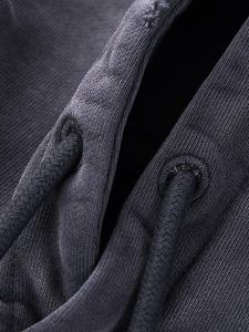 Sudadera con capucha gruesa de 500 g/m² de forro polar, con lavado mineral digital, transpirable, de corte holgado, con ribete deshilachado, estilo streetwear. - Product Image 5