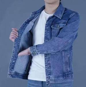 <b>Mens</b> Classic Embroidered <b>Denim</b> <b>Jacket</b> Slim Fit Button Front Casual Jean Coat Customizable Streetwear Outerwear Wholesale - Product Image 2