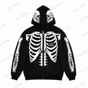 Wholesale Skeleton Print Sublimation <b>Hoodie</b> Custom Graphic Halloween <b>Gothic</b> Party Hooded Sweatshirt Manufacturer - Product Image 1