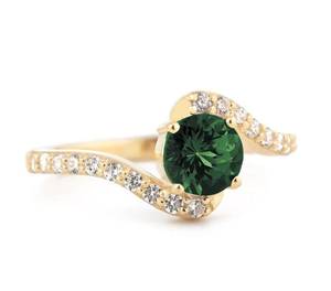 Bague croisée élégante en or massif 10 carats avec diamant vert taille ronde pour femme – Cadeau idéal pour mariage ou fête - Product Image 2