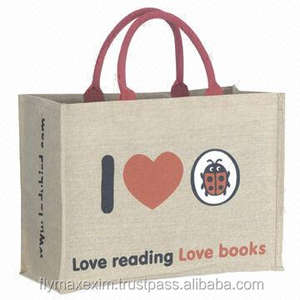 Vente en gros Logo personnalisé Fourre-tout en toile de jute écologique blanc naturel Sac à provisions en jute d'épicerie - Product Image 6