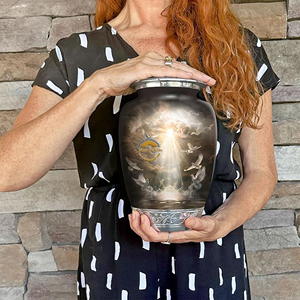 Custom Engraved Metal Cremation Urn Supplier Elegant Brass Urn for Human Cremation Ashes High Quality Aluminum <b>Memorial</b> Urn - Product Image 4