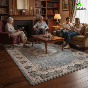 Tapis de sol design exclusif |   Revêtement de sol en mélange de laine, coton et soie |   Décoration d'intérieur en fibres synthétiques naturelles durables - Product Image 4