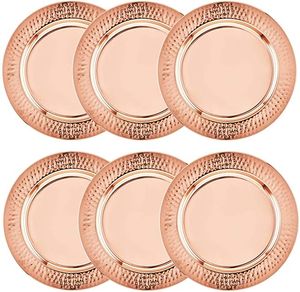 Round Metal Charger <b>Plate</b> With Antique Finish Stylish Dining Table Decoration For Hotels Restaurants And Banquet Events - Product Image 3