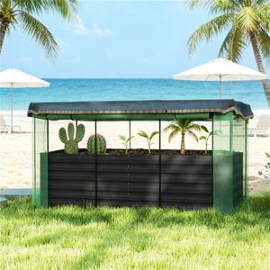 Fioriera Rialzata Grigio Scuro e Vaso per Piante, Elegante Rete da Giardino per Fioriere da Esterno - Product Image 1