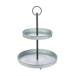 Soporte de metal galvanizado de 2 niveles para pasteles, bandeja redonda rústica estilo granja, torre de exhibición para fiestas y decoración del hogar, venta al por mayor - Product Image 1