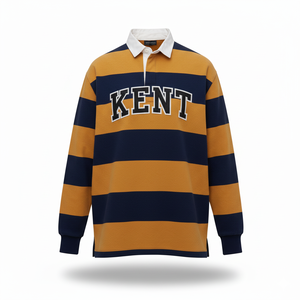 Polo de rugby personnalisé en molleton bouclette avec broderie appliquée, manches longues, 100 % coton épais 330 GSM, respirant, pour homme, sur mesure OEM - Product Image 2