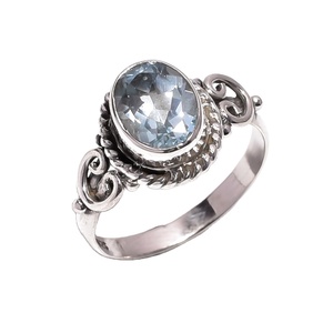 Fabuleux bague topaze bleue en argent 925, bijoux en argent sterling, anneaux faits à la main, fournisseurs, fabricant - Product Image 1