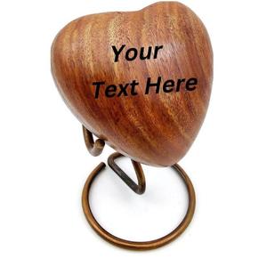 Heart Cremation Urn With Stand Wood Finish Customizable Design Adult Token Urns For Keepsake <b>Ashes</b> Funeral Supplies Gift Ideas - Product Image 1