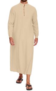 Túnica Blanca Thobe Thawb Qatar Dubai para Hombre con Costuras Elegantes, Ropa Musulmana Islámica, Thobe Jubba Kaftan Abaya para Hombre - Product Image 5