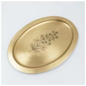Classic Finish Metal Serving <b>Tray</b> Durable Dining Carry Plate for Festive <b>Buffet</b> and Special Gathering - Product Image 5