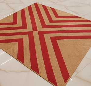 Tapis bohème en jute tressé à la main, en fibres naturelles, pour salon - Product Image 6