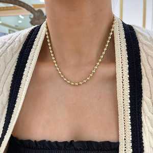Colliers à chaîne de perles de 5 mm, fermoir mousqueton minimaliste, longueur personnalisable, bijoux fins à superposer, or massif 14K 18K, prix d'usine - Product Image 2