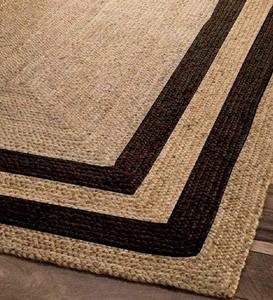 JUTE BLACK COTTON BRAIDED MACHINE MADE RUGS CARPETS Eco-friendly <b>Hemp</b> Pet Friendly Sustainable Plant <b>Fiber</b> Chunky Woven Texture - Product Image 4