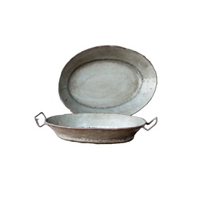 Patina Finished Galvanized Farmhouse Serving <b>Tray</b> For <b>Table</b> Centerpiece Decor Round Iron Metal <b>Tray</b> With Vintage Floral Pattern - Product Image 2