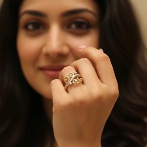 แหวนทองสไตล์วินเทจลายสลักและลายคลื่น - เครื่องประดับแฟชั่นปรับแต่งได้สำหรับเป็นของขวัญ - Product Image 4