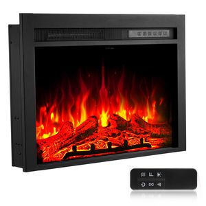 Caminetto Elettrico Moderno da Incasso a Parete da 28,5 Pollici con Fiamma Regolabile, Timer 8H, Telecomando e Vetro - Product Image 1