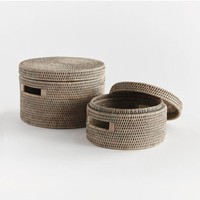Handgemaakte rotan opbergbox met deksel en handvat, geweven multifunctionele mand, opbergcontainers, opbergbak voor diverse spullen uit Vietnam