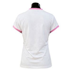 T-shirt Ringer Blanc Rose pour Femme à Manches Courtes avec Bordure Contrastante, Haut Décontracté Tendance, Vêtement Streetwear Élégant pour Dames, Vente en Gros - Product Image 3