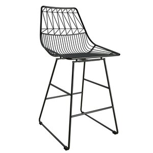 Tabouret de bar design avec structure métallique et assise en bois, style industriel, chaise de comptoir pour café et bar - Product Image 6