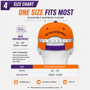 Malvan Enterprises Orange <b>Purple</b> Snapback Cap 6-Panel Adjustable Unisex Casual Embroidered Letter Logo One Size Fits Most - Product Image 4