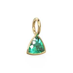 Pendentif Breloque en Or Jaune Massif 14 carats avec Émeraude Zambienne 5mm, Monture pour Bijoux / Pierre de Naissance de Mai / Pierre Précieuse Verte Taille Trillion - Product Image 3