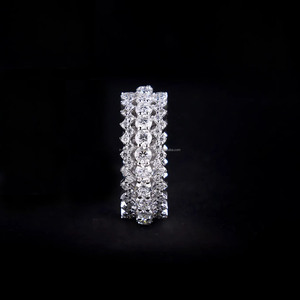 Bague d'éternité unisexe en argent sterling 925, large, à 3 rangs, sertie de moissanite taille ronde, style couronne, pour anniversaire et mariage, bijoux hip-hop - Product Image 3