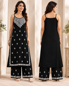 Robe longue trapèze brodée noire et blanche pour femme – Achetez directement auprès du fournisseur - Product Image 4